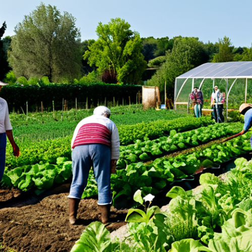 Home 26 Sustainable Land Management**
"A community garden in the French countryside, showcasing diverse crops and sustainable farming practices, fully clothed farmers tending the land, modest clothing, appropriate attire, safe for work, perfect anatomy, natural proportions, professional photography, family-friendly, promoting local produce and biodiversity."
**
