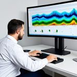 **Prompt:** A seismologist in a professional setting, analyzing seismic data on a computer screen, depicting wave patterns, in a modern office, fully clothed, appropriate attire, safe for work, perfect anatomy, natural proportions, professional, clean background, family-friendly.