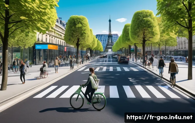 GIS 데이터 분석 - **Prompt:** A vibrant, futuristic "Smart City" scene in Paris, France, showcasing advanced geospatia...