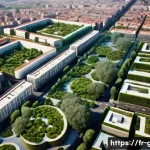 Home 20 지리학적 연구 사례 - A detailed aerial view of Lyon’s urban expansion showcasing densely packed buildings interspersed wi...