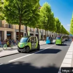 Home 18 지리학 전문 서적 - A vibrant urban neighborhood in Lyon undergoing redevelopment, showcasing a harmonious blend of mode...